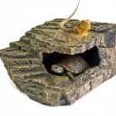 Resin Reptile Hideouts Cave Habitat Decor for Gecko Leopard Lizards Toad Turtle (B- Extra Large