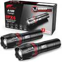HAUSBELL A100 LED EDC Flashlights High Lumens,Bright, Zoomable, Waterproof, Powerful, Emergency Tactical LED Flashlights for Home and 5 Modes, Flashlight for Camping GearHikingWalking2Pack