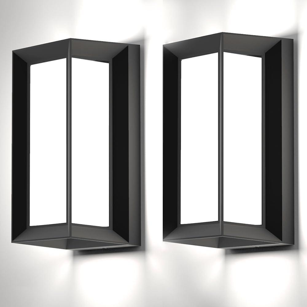 Sytmhoe Outdoor Wall Sconce Lights, 2Packs 24W 5000K Daylight White Aluminum Exterior Light Fixture Wall Mount Ip65 Waterproof, Led Porch Light for Garage Walkway Hallway Backyard Garden