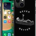 ZHEGAILIAN Compatible with iPhone 14 Plus Case, Never Better Skeleton Cases, Tempered Glass Back+Soft Silicone TPU Shock Protective Case for Apple