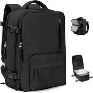 VGCUB Large Travel Backpack with Vacuum System Carry on Personal Item Storage Compression Seal Bags for Clothing with Pump Work Business Vacpack Laptop Backpack for Women Men Black (43*30*20CM)