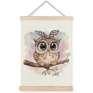 JINYO Owl Wall Decor, Coquette Leopard Bow Owl Wall Art Poster, Owl Decor for Home, Owl Gifts for Owl Lovers, Animal Lover Gifts, Owl Wall Decor Poster for Home Kids Room Playroom Nursery, 12x16 Inch