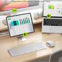 seenda Wireless Bluetooth Keyboard Mouse Combo, COE401 Rechargeable Silent Keyboard Mouse Compact Slim, 3 Multi-Device Connection, Compatible for Windows/Mac PC Laptop MacBook iPad, White Silver