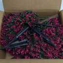 Artificial Red Eucalyptus Topiary Ball Tree 24" with Ground Spike, Set of 2 Artificial Boxwood Bushes for Faux Shrubs, Fake Evergreen Faux Plant for Indoor Outdoor Garden -UV ResistantFade-Proof