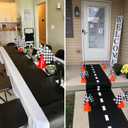 7inch Orange Racing Traffic Cones With Holes on Top,Checkered Flags,Racetrack Floor Runner,Race Car Birthday Party Decorations,Table Centerpiece Supplies 38PCS Set