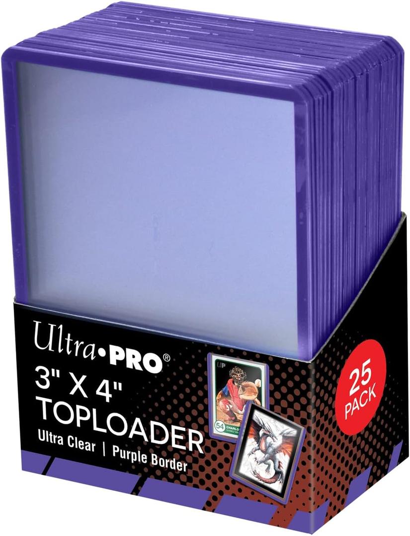 Ultra PRO - 3x4 Purple Border Toploaders 25ct. - Toploaders for Cards with Card Sleeves, Protect Baseball Cards, Sorts Cards & Collectible Trading Cards, Pairs Well with Ultra PRO Card Sleeves
