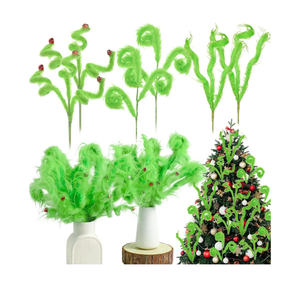 Cinnvoice 24 Pcs Christmas Tree Decorations 16" Lime Green Furry Christmas Tree Picks Branches Trees Topper Xmas Curly Ornaments Pick for Xmas Wreath Decor Holiday Party Vase Fillers Gift