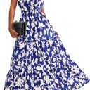 BTFBM Women Summer Dresses Casual Sleeveless Maxi Dresses Cute Floral Long Dress Wedding Guest Dress (M)
