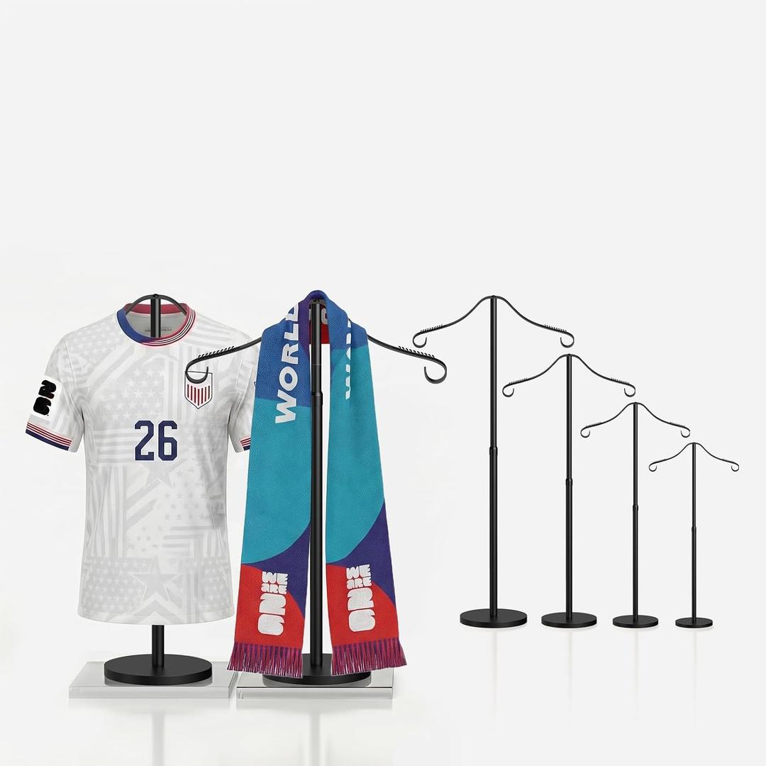 Reusable Shirt Display Stand-Mannequin Torso Tshirt Display Stand for Retail/Vendors,18-33" Adjustable Dress Form Mannequin Stand Clothes Rack,Portable Holder Jacket Coat Hanger,All Metal/Black/4 Pack