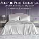 SLEEP SANCTUARY Satin Sheets King Size – 4 Piece Luxury Silky Bed Set, Softer Than Silk, 15" Deep Pocket, Cooling & WrinkleFree, MoistureWicking & Breathable for Hair & Skin (White)