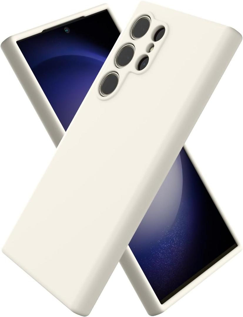 for Samsung Galaxy S24 Ultra Silicone Case, Slim Fit Premium Liquid Silicone Shockproof Phone Cover, Upgraded Camera Protection and Microfiber Lining, Off White