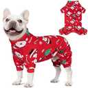 KYEESE Christmas Dog Pajamas Santa Claus Turtleneck Dog Pjs for Small Dogs Holiday Pet Onesie Soft Velvet 4 Legs Cozy Pet Sleepwear Warm Doggie Christmas Outfit, X-Large