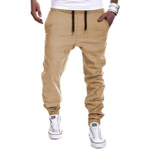 YAXHWIV Men's Casual Joggers Pants Cotton Drawstring Twill Cargo Pants Lightweight Tapered Track Jogging Sweatpants (Brown, XL)