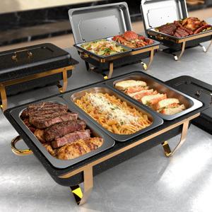 9Qt Chafing Dishes for Buffet, 4 Pack, Black
Multi-Size Food Pans, Maifanite Coating, Resisting Scratches & Stains, Foldable Frame, Stainless Steel, For Parties, Weddings