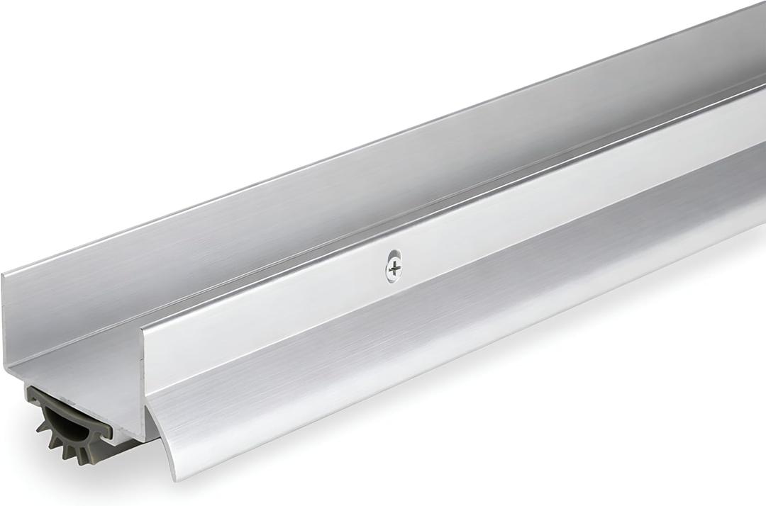 BARZEN Aluminum U Shaped Door Bottom Sweep with Drip Cap - Under Door Seal for Exterior Doors - Screw On Weather Stripping Door Seal - Weatherstrip Bottom of Door - Aluminum Mill, 36 Inches