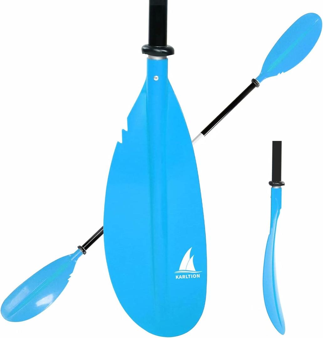 Karltion Kayak Paddle - Adjustable 2 Pieces Aluminum Alloy Shaft with Glass Fiber Blade for Surfing,Oar Fishing Easy Packable Travel,Blue, 86"-1 paddle 
