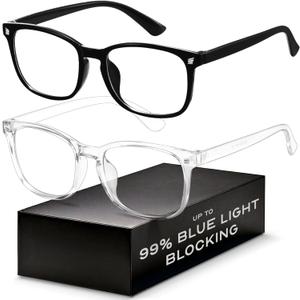 Blue Light Blocking Glasses - Fashion Square Eyeglasses, Anti UV Ray Computer Gaming Glasses Blue Blockers for Women/Men (*Black & Transparent) Blue Light Blocking Glasses - Fashion Square Eyeglasses, Anti UV Ray Computer Gaming Glasses Blue Blockers for Women/Men (*Black & Transparent)