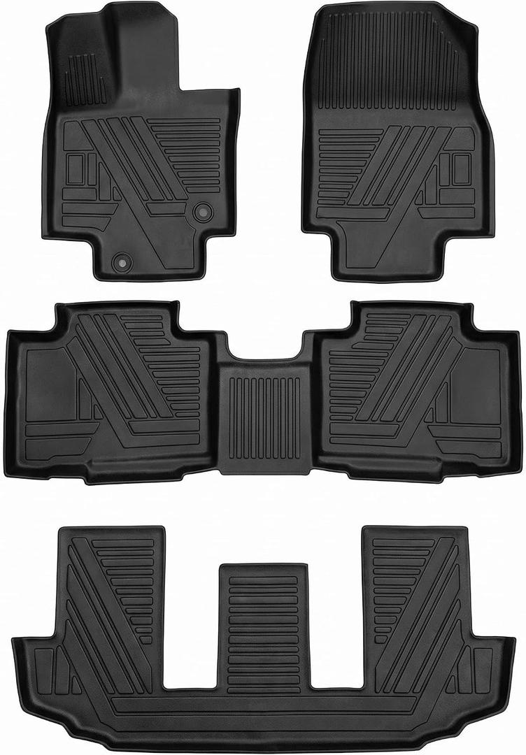 All Weather Floor Mats TPE Liners for 2020-2026 Toyota Highlander 7-Seater