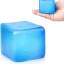 Square Stress Cube Ice Cube Squishy Toy for Kids & Adults | Fidget Cube, Non-Toxic Sensory Squishy Ball, Stress Relief & Anxiety Toy 2.17in (Blue)