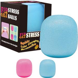 Fidget Toys Stress Balls for Kids & Adults - Changes Color in The Sun -Slow Rise Dough Ball - Fidgets for Classroom - Squishy Fidget Toys Stretchy Squeeze Stress Relief Balls for Anxiety (Dough Blue)