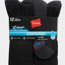 Hanes Men's Hanes Men's Socks, X-temp Cushioned Crew Socks, 12-pack (M)