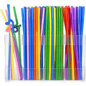 9.5 Large Acrylic Straw Holder for Cabinet Door - Reusable Tumbler Straw Organizer Storage for Kitchen Counter - Space- Saving Kitchen Accessories Cabinet Dispenser