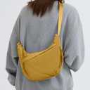 Crossbody Bags for Women, Nylon Crossbody Bags Crescent, Casual Sling Dumpling Purse Shoulder Tote Handbag, Small Backpack (Yellow)
