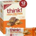think! Protein Bars, High Protein Snacks, Gluten Free, Kosher Friendly, Creamy Peanut Butter, Nutrition Bars, 2.1 Oz per Bar, 12 Count (Packaging May Vary)