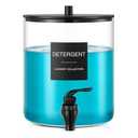Glass Laundry Detergent Dispenser, 128 oz / 3.5L Fabric Softener Dispenser for Laundry Room Organization, Detergent Holder with Plastic Spigot (Black, 1 Pack)