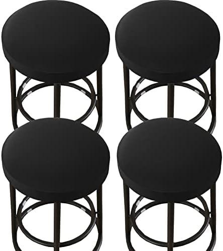 HFCNMY Stool Covers Round,4 Pack Stretch Round Bar Stool Covers Washable Bar Stool Seat Covers Stool Cushion Slipcover Elastic Bar Chair Covers for 13-18 Inch Chair (Black)