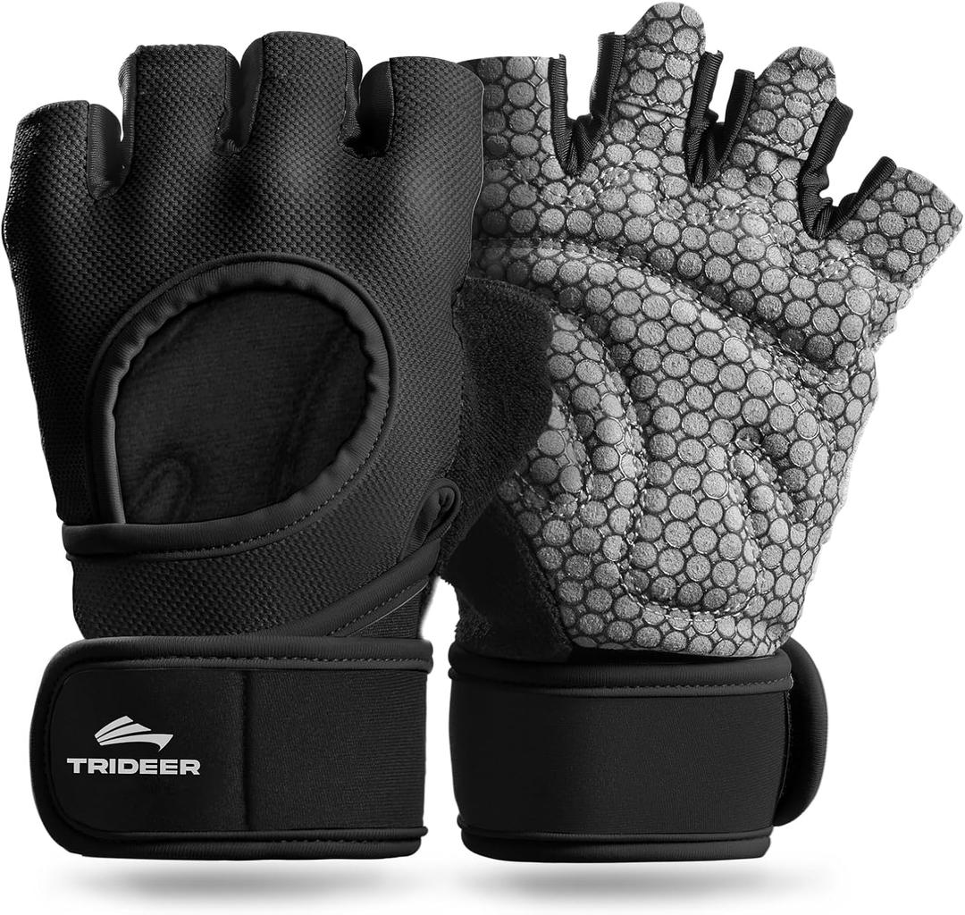 Trideer Weight Lifting Gloves for Women Men with Wrist Support, Workout Gloves Women Full Palm Protection for Gym Training, Fitness, Weightlifting & Pull Ups (Small, Black)