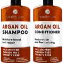 Moroccan Argan Oil Shampoo and Conditioner Set - Sulfate Free with No Parabens - Botanicals for Women and Men - Professional Moisturizing, Anti Frizz, Hydrating Solution for Dry, Wavy and Curly Hair
