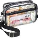 PACKISM Clear Bag for Stadium Events - Clear Purses for Women Stadium Crossbody Concert Bag for Game Day, Sports, Festival (Black)