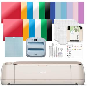 Cricut Maker 4 - Smart Cutting Machine (Seashell) | Engagement Plus Bundle - Includes EasyPress 2 (SE) Heat Press (9x9) + Mat, Tote Bag, Material Samplers, Machine Mat, Pens, Tools & 30 Digital Images