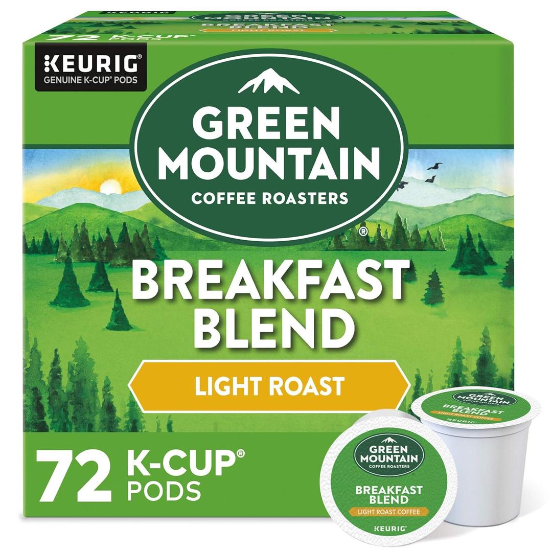 Green Mountain Coffee Roasters Breakfast Blend Single-Serve Keurig K-Cup Pods, Light Roast Coffee, 72 Count, Best By: 08/18/2027