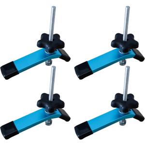 T Track Hold Down Clamps with USA Thread T Bolts, 4pcs Aluminum Middle Size 5-1/2 L x 1-1/8 W Light Blue Hold Down Clamps for Woodworking T-tracks, 5/16-18 T Bolts & Knobs