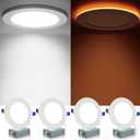 Meconard 4 Pack 6 Inch 5CCT LED Canless Recessed Lighting with Night Light, 2700K/3000K/3500K/4000K/5000K Selectable Ultra-Thin LED Ceiling Lights, 12W=110W, 1050LM, Dimmable Wafer Downlight ETL&FCC (White)