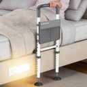 Bed Rails for Elderly Adults Safety - Adjustable Bed Rails for Seniors Supports 350lbs with Motion Sensor Light & Storage Pocket, Stable Bed Assist Rails with Strong Support Leg, Medium