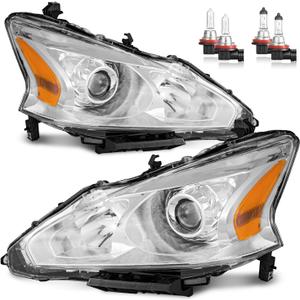 Headlights W/Bulbs for 2013 2014 2015 Nissan Altima 4-Door Halogen Headlamp Replacement Driver & Passenger Side (DOES NOT FIT XENON/HID)