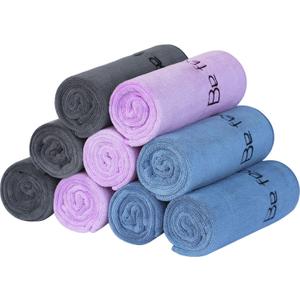 Wuwahold Microfiber Gym Towels Bigger Size Super Soft for Exercise Fitness, Sports, Workout, 380-GSM 15-Inch x 31-Inch Quick-Drying Towels (9 Pack, 3Grey+3Blue+3Purple)