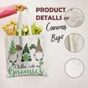 YRDBGHZDF Green Plaid Leopard St. Patrick's Day Gnome Tote Bag, Irish Lucky Shamrock Gnome Canvas Tote Bags, Chillin with My Gnomies Reusable Grocery Shopping Bag