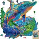 MYS Aurora Wooden Puzzles, Dolphin Jigsaw Puzzles 500 Pieces, Unique Shaped Wooden Puzzles for Adults and Kids, Family Game 17.3 x 14.8 Inch
