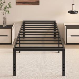 HOBINCHE 20 Inch Twin XL Size Bed Frame, No Box Spring Needed, Heavy Duty Black Metal Platform Mattress Foundation with Steel Slats, Non-Slip Noise Free Easy Assembly, Large Storage