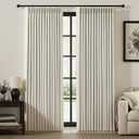 IVAPUPU Pinch Pleated Linen Blackout Curtains for Bedroom, Natural Full Black Out Curtains 84 Inches Long for Living Room Darkening Thermal Insulated Neutral Pleat Drapes with 16 Hooks, 2 Panels