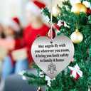 XQLZY May Angels Fly with You Wherever You Roam & Bring You Back Safely to Family & Home Stainless Steel Love Rear View Mirror Car Charm, Guardian Angel Gifts for Men Women Family Friend Driver