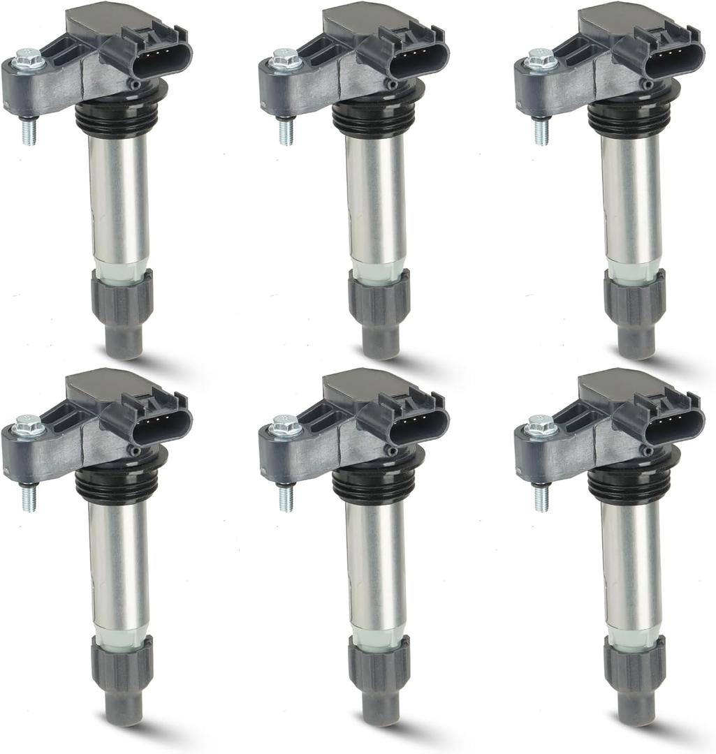 6PCS Ignition Coil Pack Compatible with Buick Cadillac Suzuki Chevy GMC Pontiac Saab Saturn Suzuki Impala Limited V6 3.0L 3.2L 3.6L, Replace for UF569 D500C D597A 5C1612 E1069, Black
