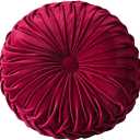Round Velvet Pillow for Couch Small Handmade Decorative Throw Pillow for Bed Bedroom 13.7 Wine Red