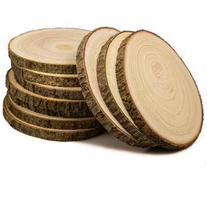 8 x Large Unfinished Wood Slices for Centerpieces 10pcs 6-7 inches Natural Wood centerpieces for Tables Table Decor, Rustic Wedding Centerpieces Wood Rounds for Crafts, and wood Circles Discs