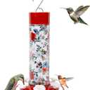 Nature's Way Bird Products DGHF3 Vintage Blossom Decorative Glass Hummingbird Feeder (Red)