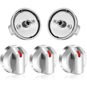 MIFLUS DG64-00473A Compatible for Samsung Gas Stove Knobs Replacements/Sam.Sung Stove K.nobs Replacements/Sam.Sung Oven K.nobs Replacements/SAMS.ung K.nobs for Gas Stove,5Packs (silver+silver)